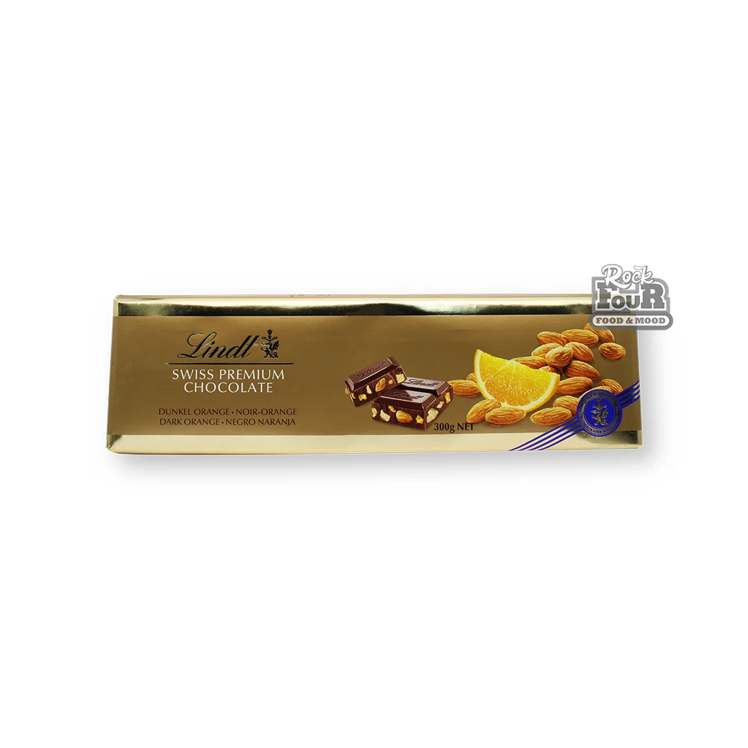 Chocolate bar "Lindt" with orange pieces and almonds 300g